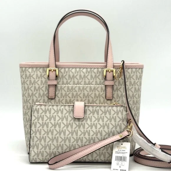 Michael Kors Jet Set Travel Extra-Small Top-Zip Tote Bag & Double Zip Wallet Set